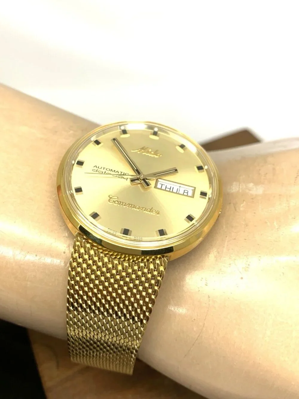 Mido Commander Men's Watch M842932213 Swiss Automatic Day Date Gold Steel 37mm